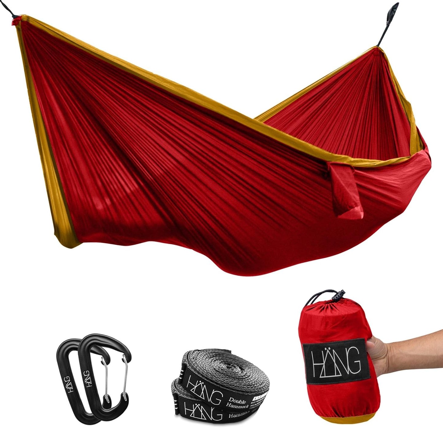 Camping Hängematte für 2 Personen, Bordeaux & Gold
