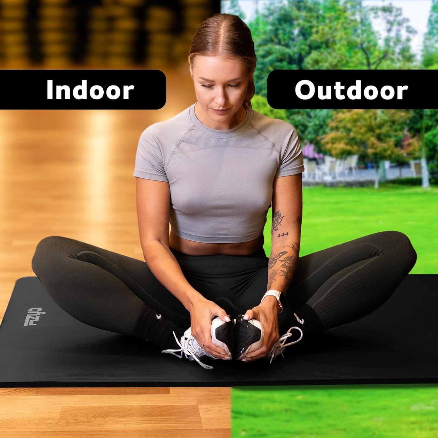 Rutschfeste Yogamatte, Schwarz 190x60x1 cm