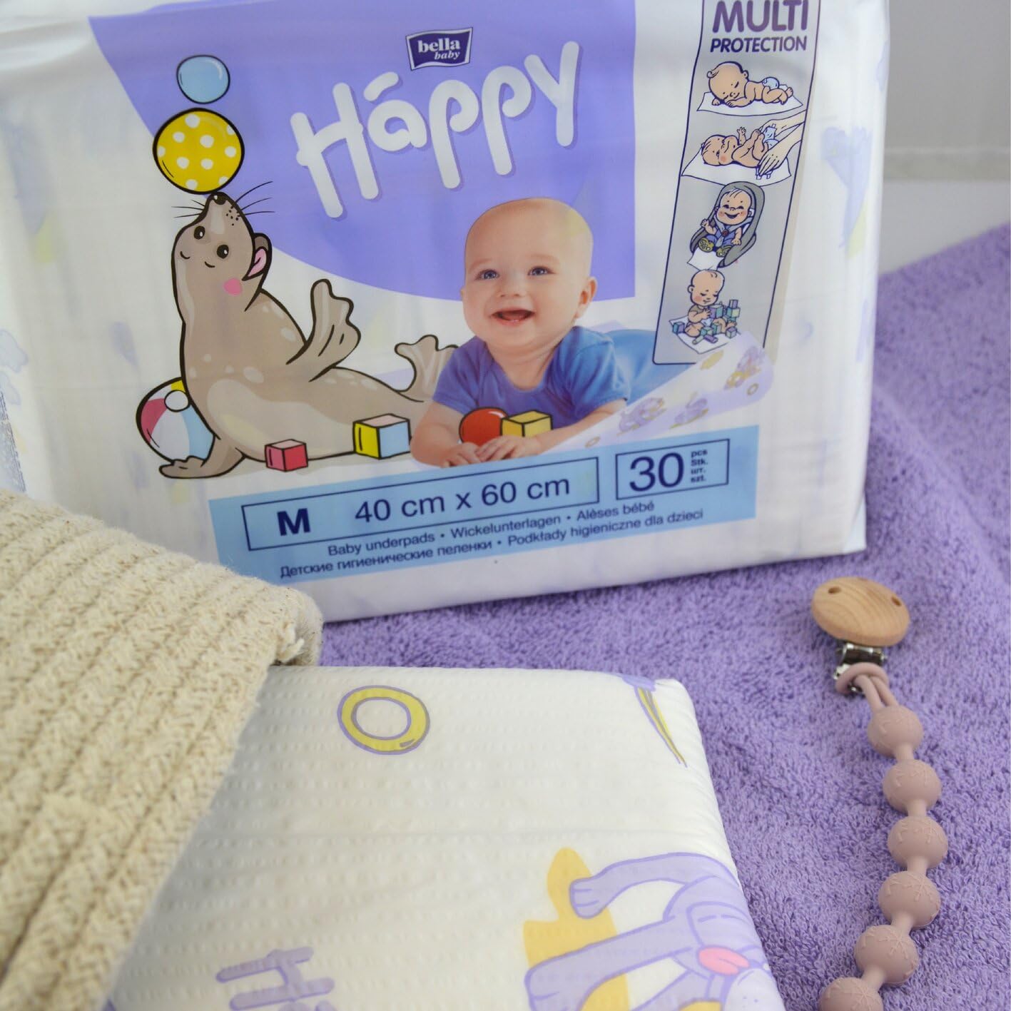 60er-Set Happy Wickelunterlagen, 40x60 cm, 40x60 cm im 2er Pack