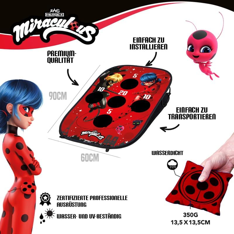 Cornhole Spiel-Set Miraculous mit 2 Boards und 8 Säckchen, Cornhole Battle Miraculous