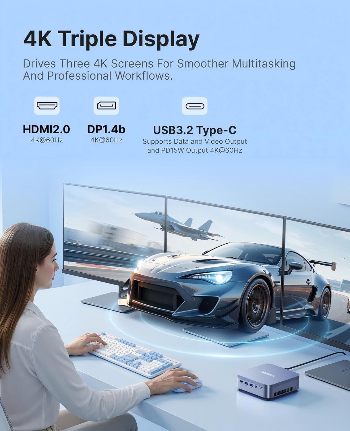 M5 Mini PC mit Intel i5-14500HX, Windows 11 Pro, Ιntel i5 14500HX 16GB DDR4+512GB NMVE SSD