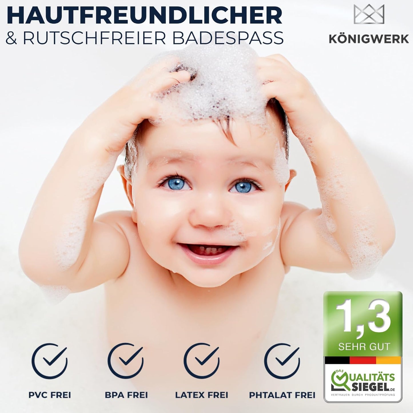 Rutschfeste Badewannenmatte, Blau
