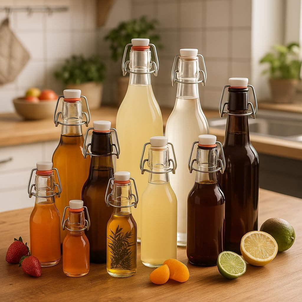 Bügelflaschen-Set 330ml (6 Stück) für Getränke & Saucen, Braun 330 ml 6