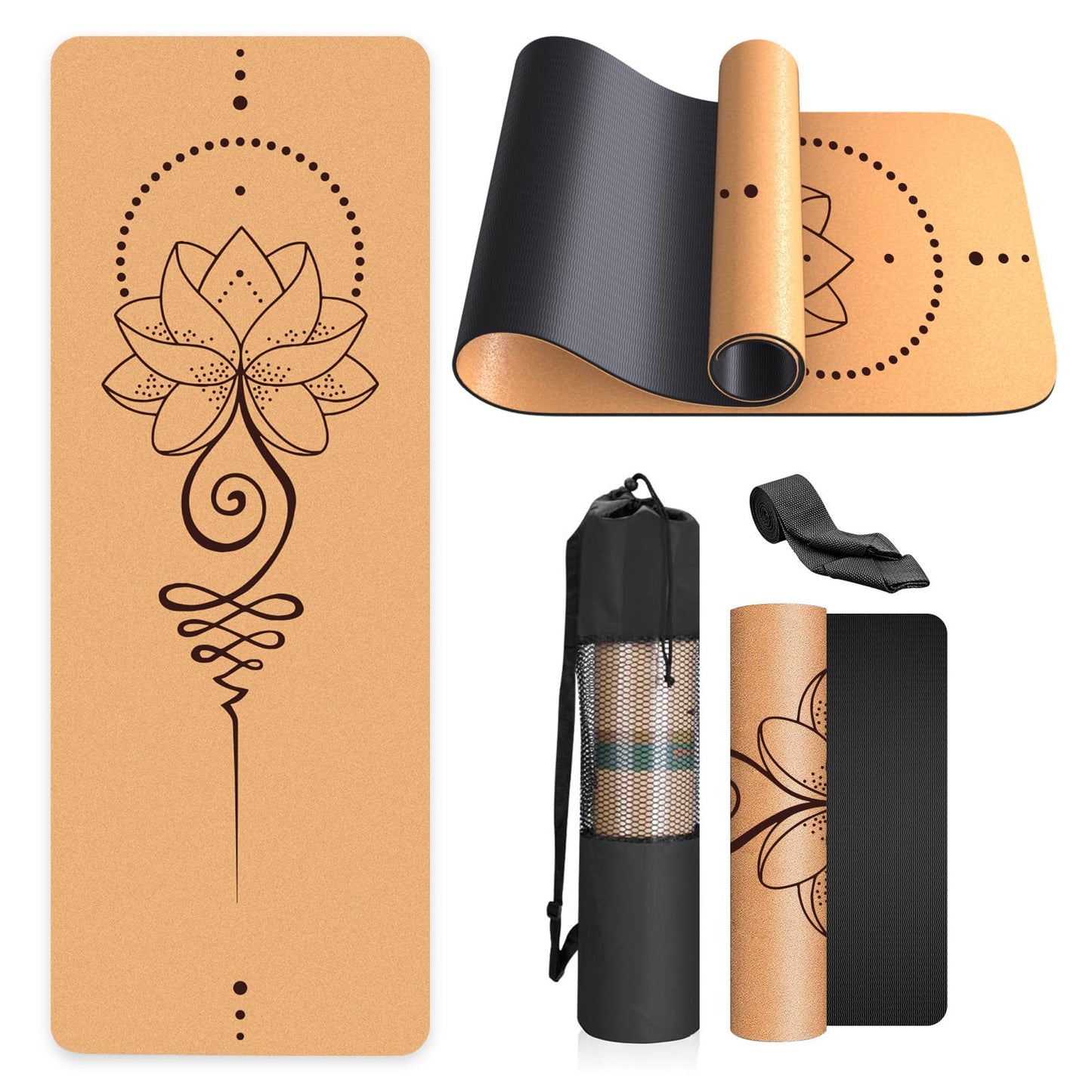Rutschfeste Yogamatte mit Tragetasche, ‎Lotus 1