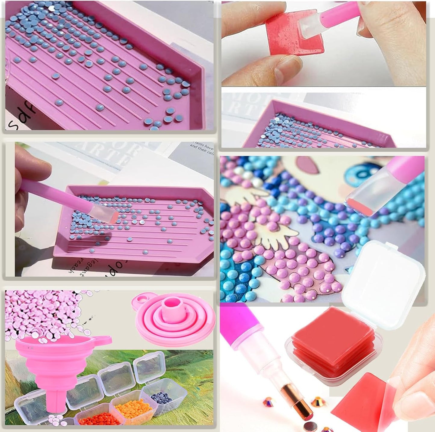 Diamond Painting Werkzeug-Set mit Lichtplatte, Rosa A3