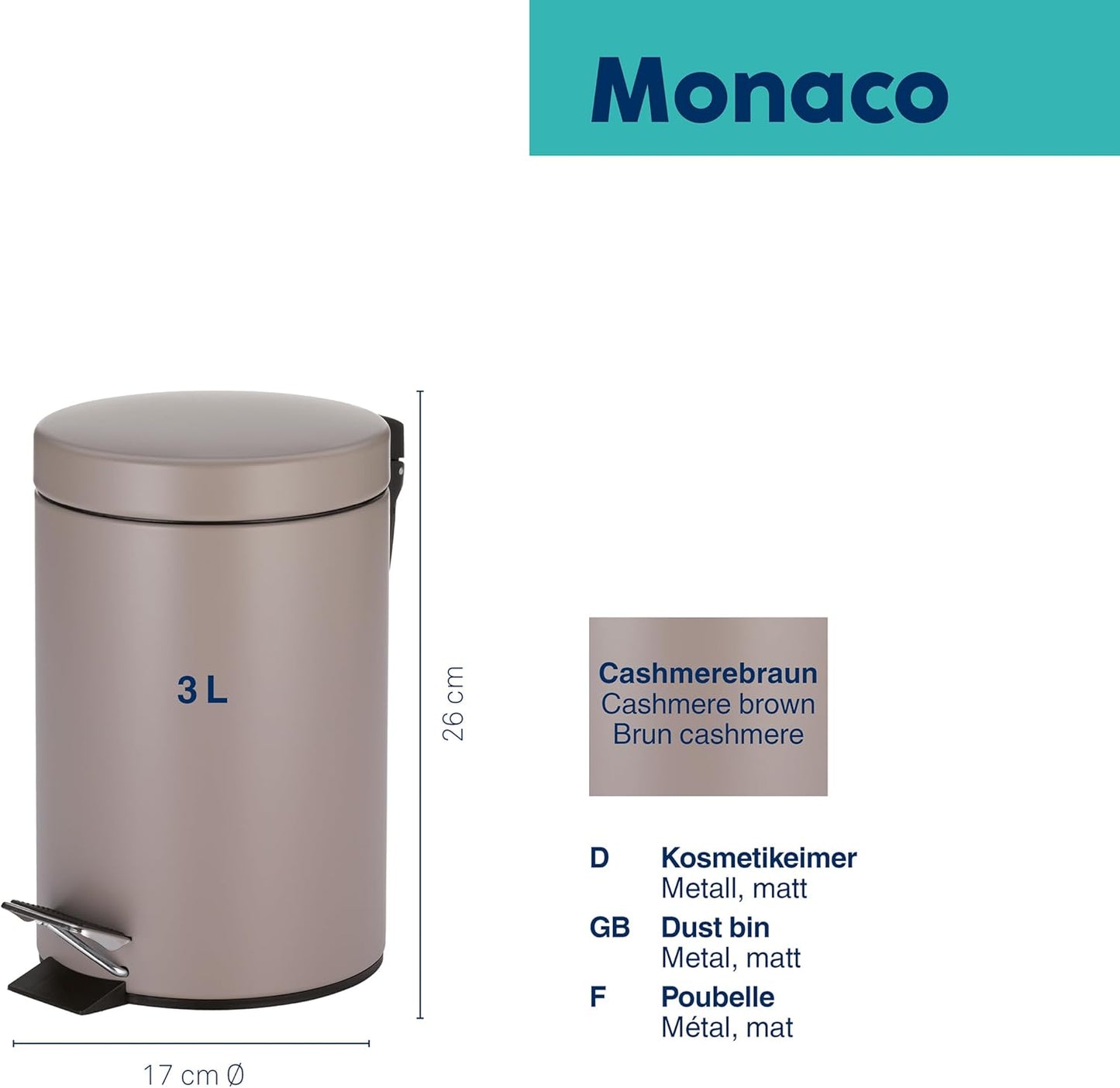 Tretmülleimer Monaco, cashmerebraun