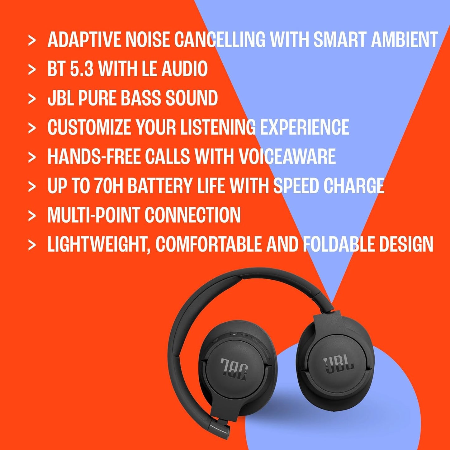 Tune 770 NC Over-Ear-Kopfhörer mit Noise-Cancelling, Schwarz