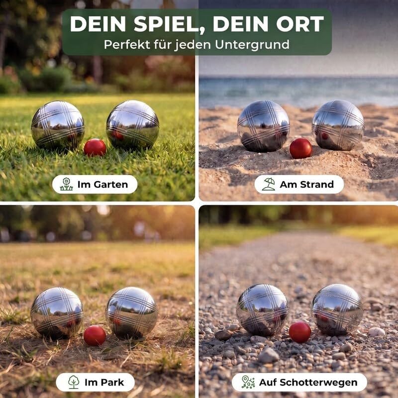 Boule-Set mit 8 Boccia-Kugeln und Zubehör