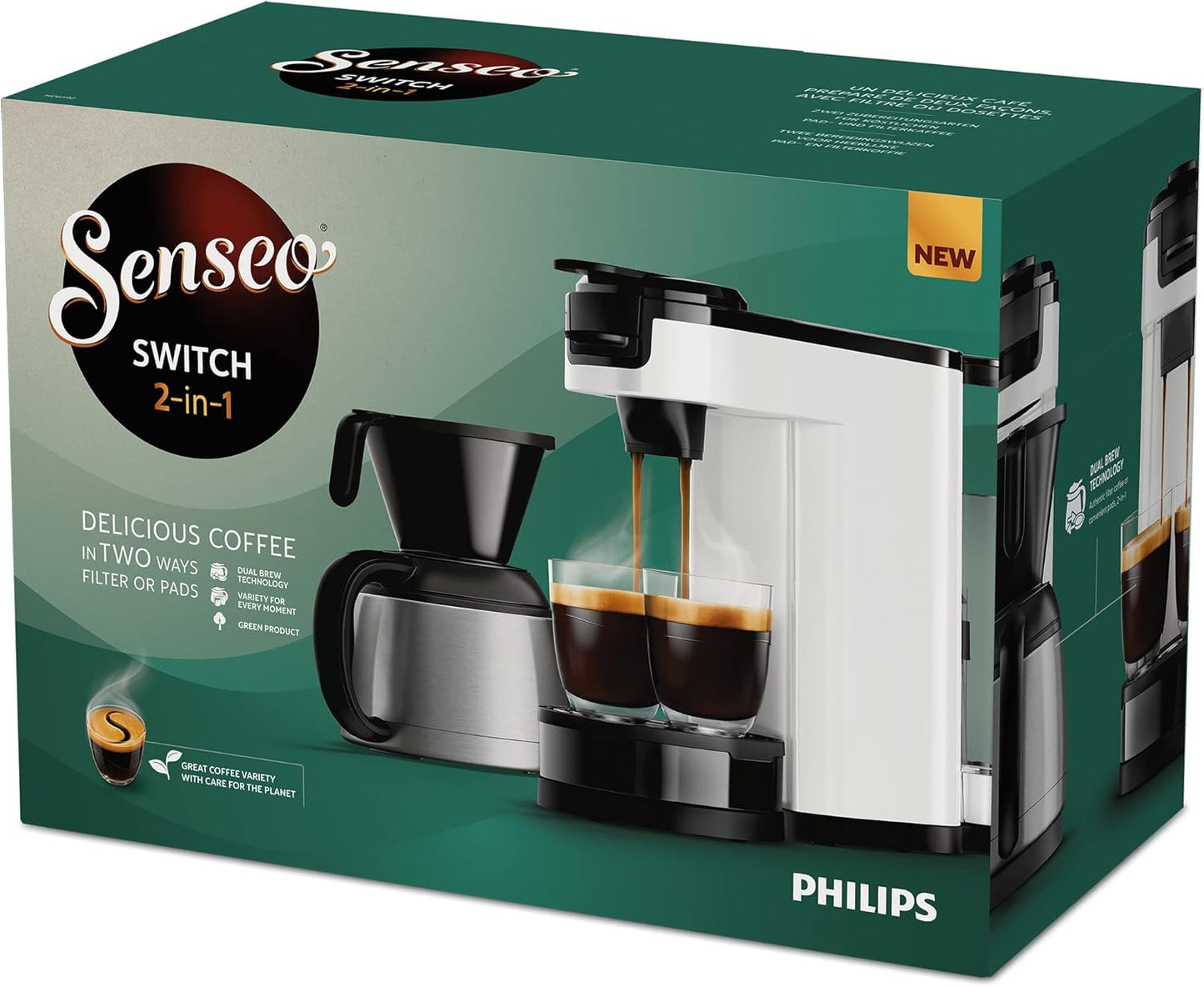 Senseo Switch Pad- und Filterkaffeemaschine, Weiss