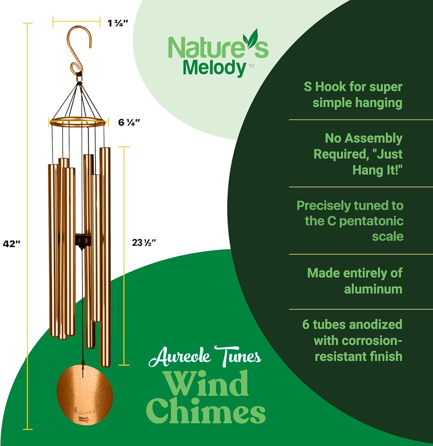 Aureole Tunes Windspiel, 42 Zoll Bronze