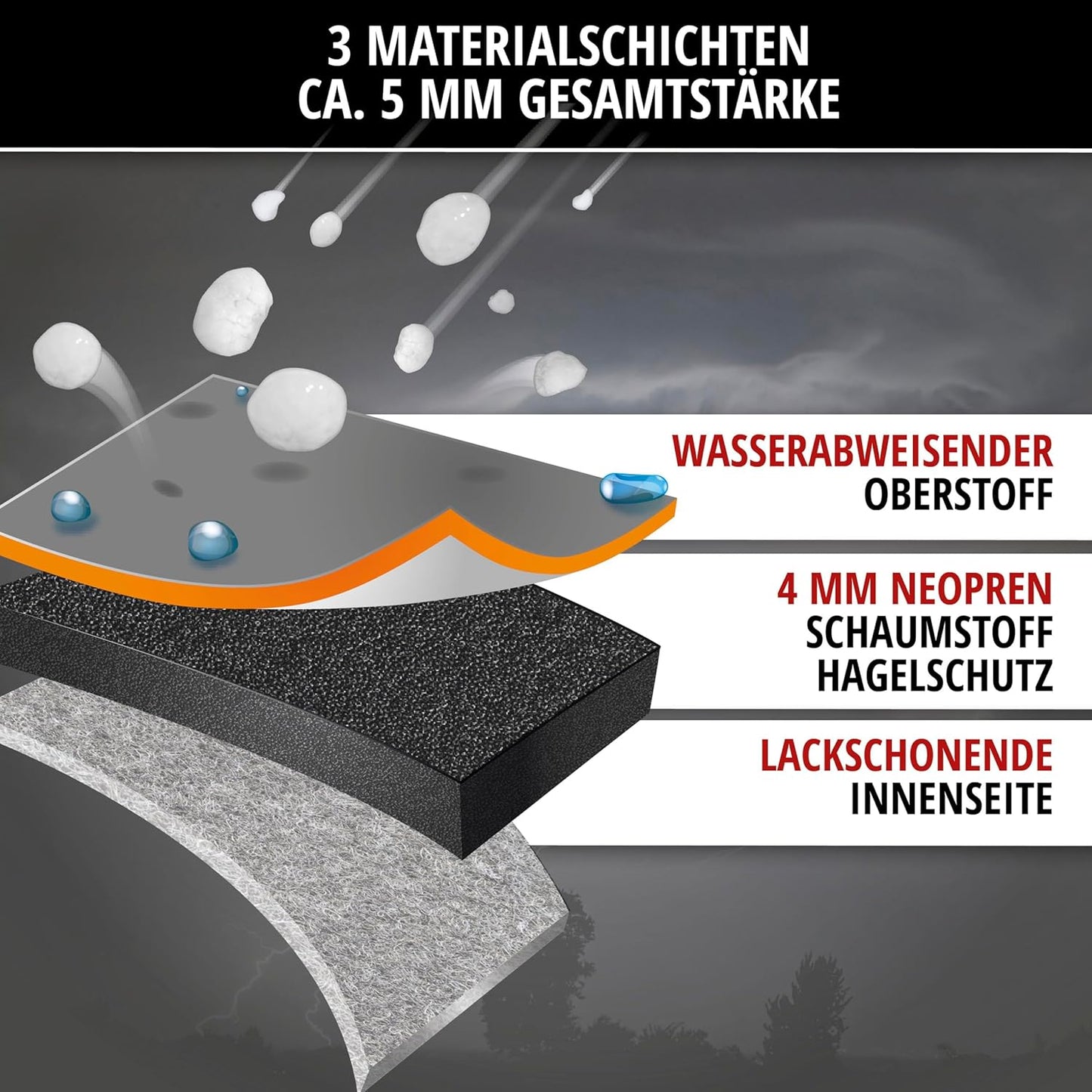 Hagelschutz-Autoabdeckung, Grösse 5: PKW 525 - max. 575 cm Länge