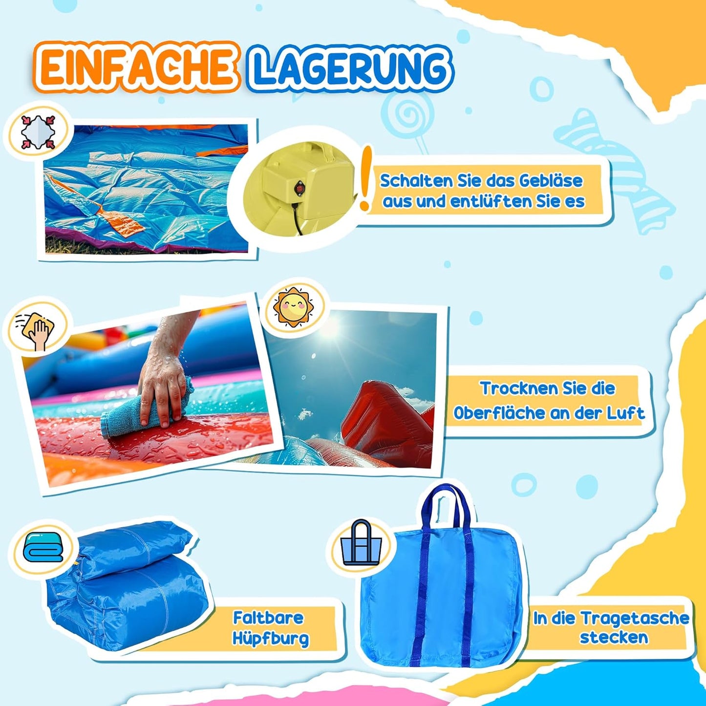 Aufblasbare Hüpfburg mit Gebläse und Wasserspielcenter