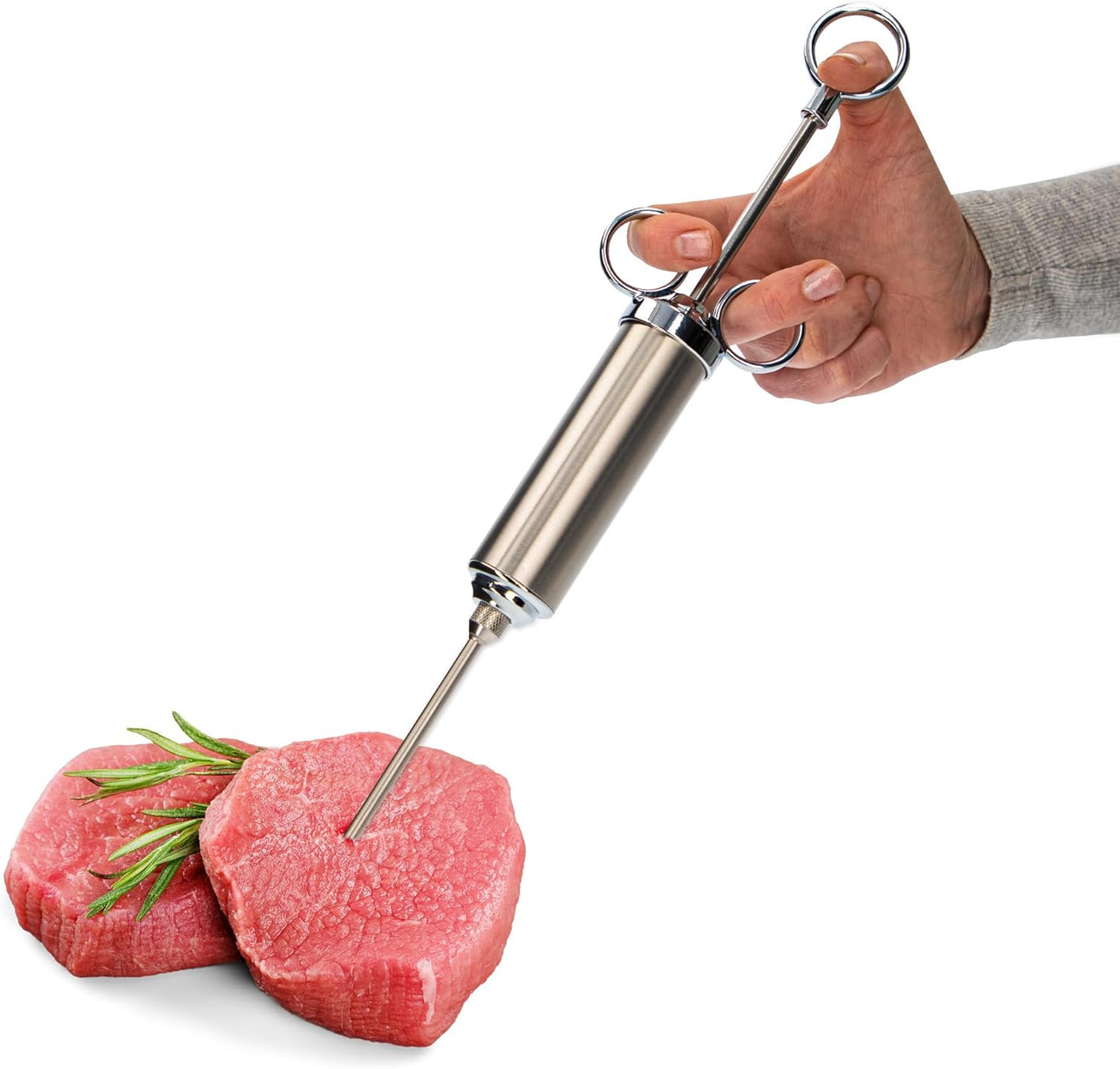 Marinierspritze mit 2 Nadeln, Silber