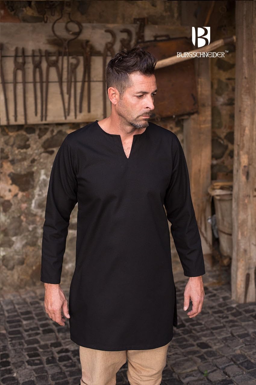 Mittelalter Tunika Kostüm, 3XL Schwarz