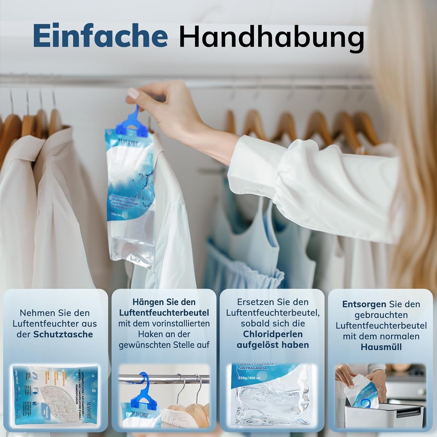 Luftentfeuchter zum Aufhängen, 20 Stück, ohne Duft, Ohne Duft 20er Set