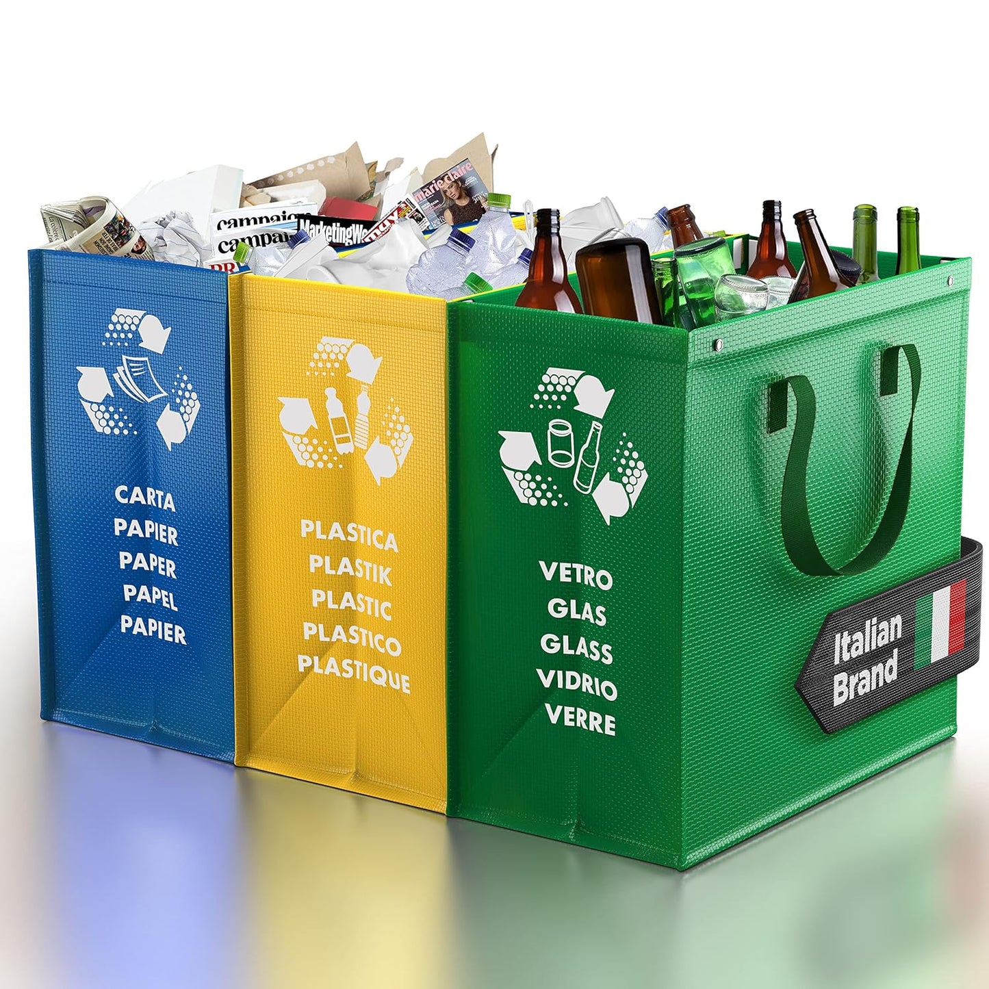 Mülltrennsystem für Papier, Glas und Plastik, Color Edition Medio