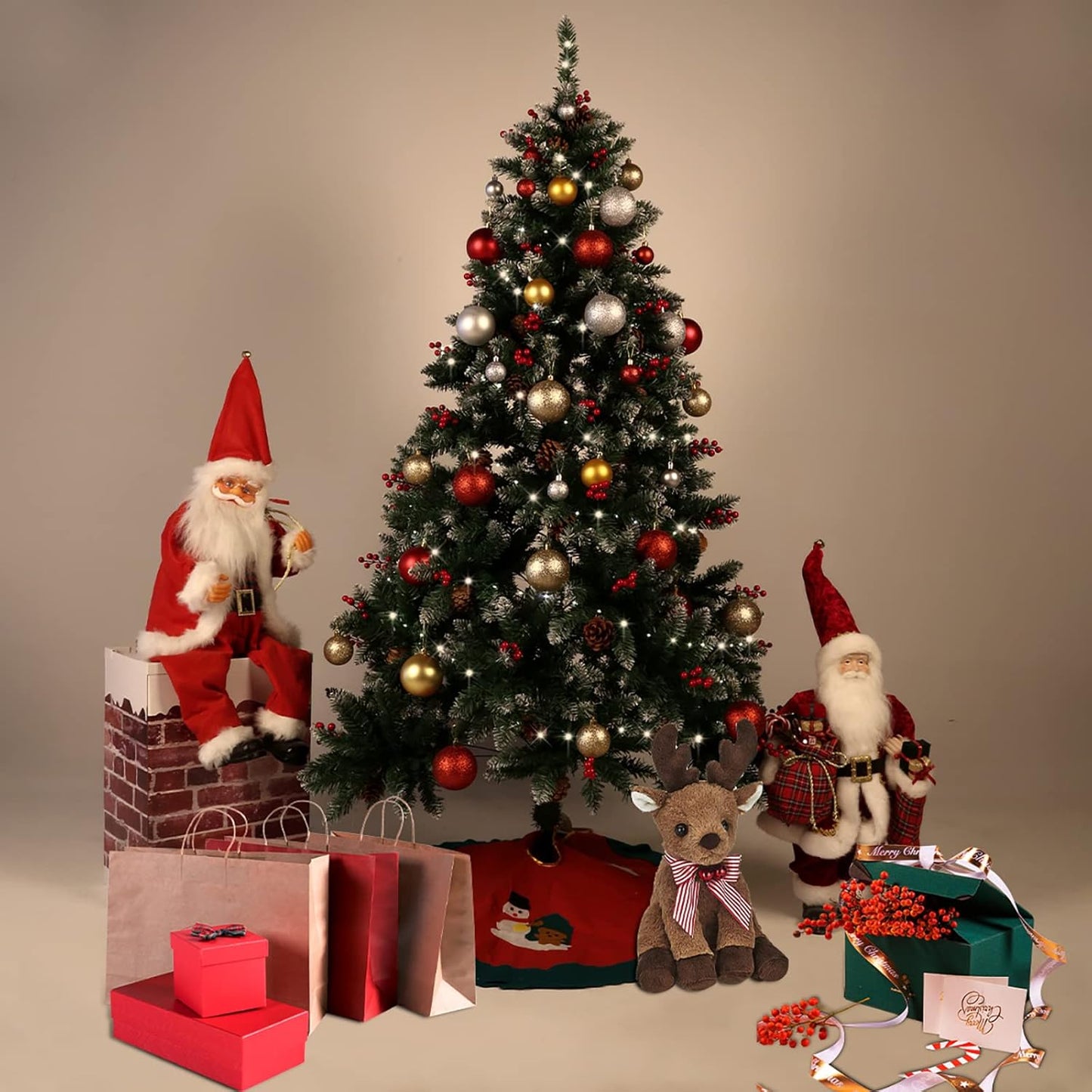 Künstlicher Weihnachtsbaum mit Lichterkette, 180 cm Grün - 720 Spitzen