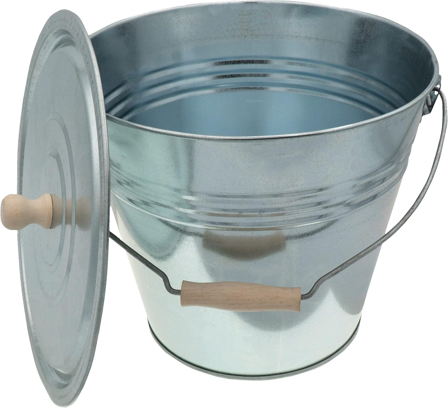 Ascheeimer mit Deckel, 15 Liter Silber