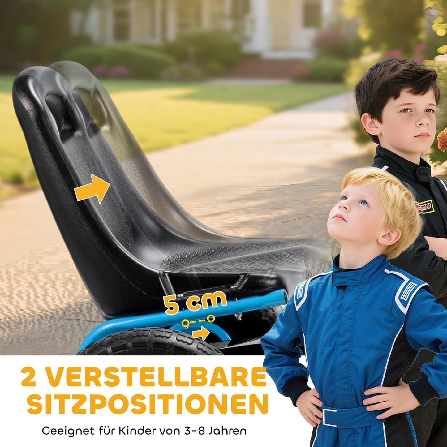 Gokart Tretauto mit Handbremse, Blau