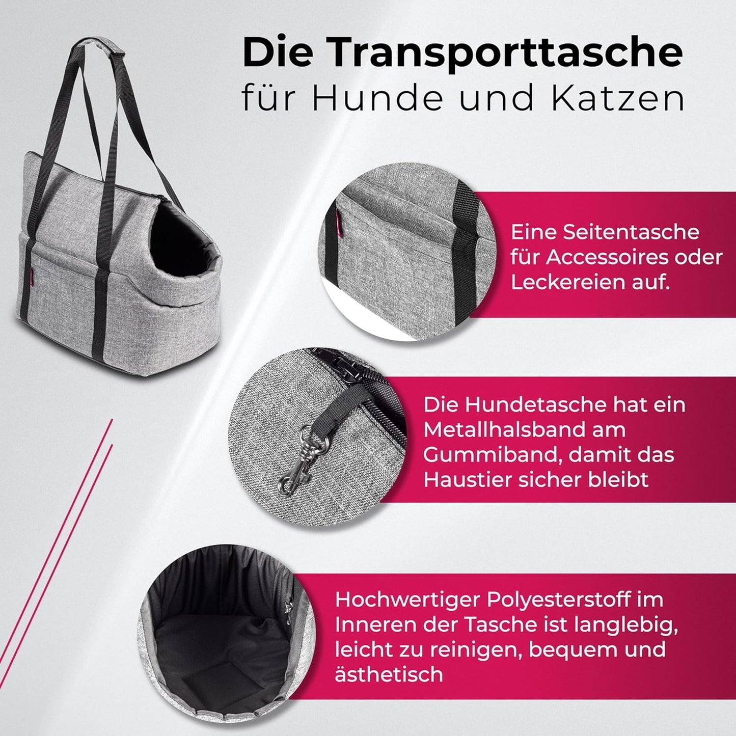 Hundetasche, L 38 x B 28 x H 28 cm Grau