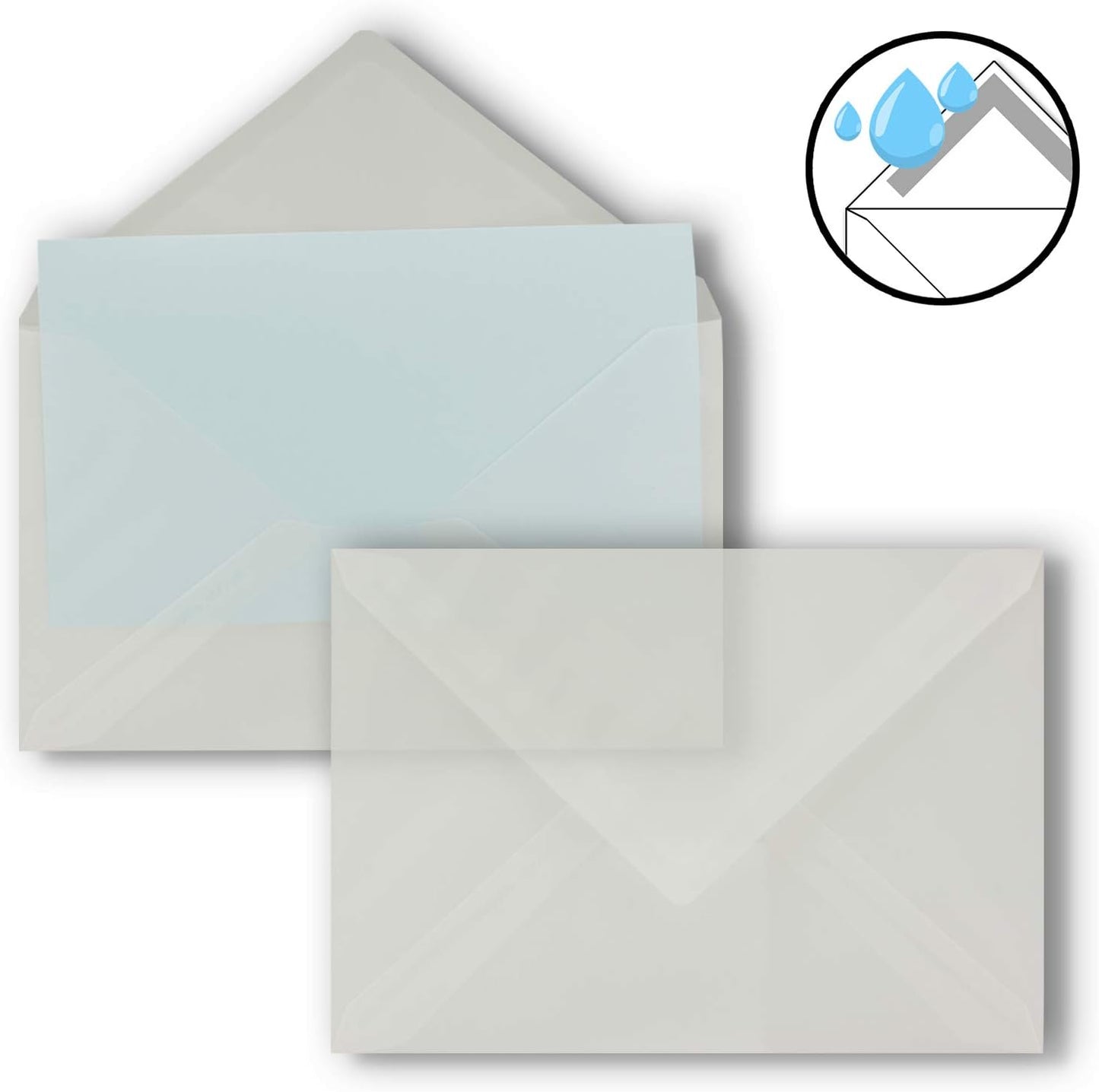 50x transparente Briefumschläge Serie FarbenFroh, 50 Umschläge 48-Transparent