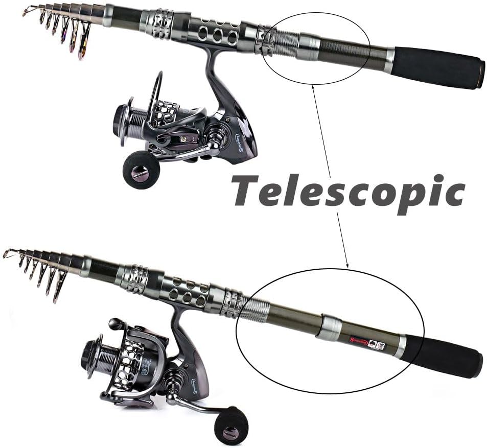 Teleskop-Angelrute und Spinnrolle Set für Reisen, 2,7M Rute + XY 3000 Rolle