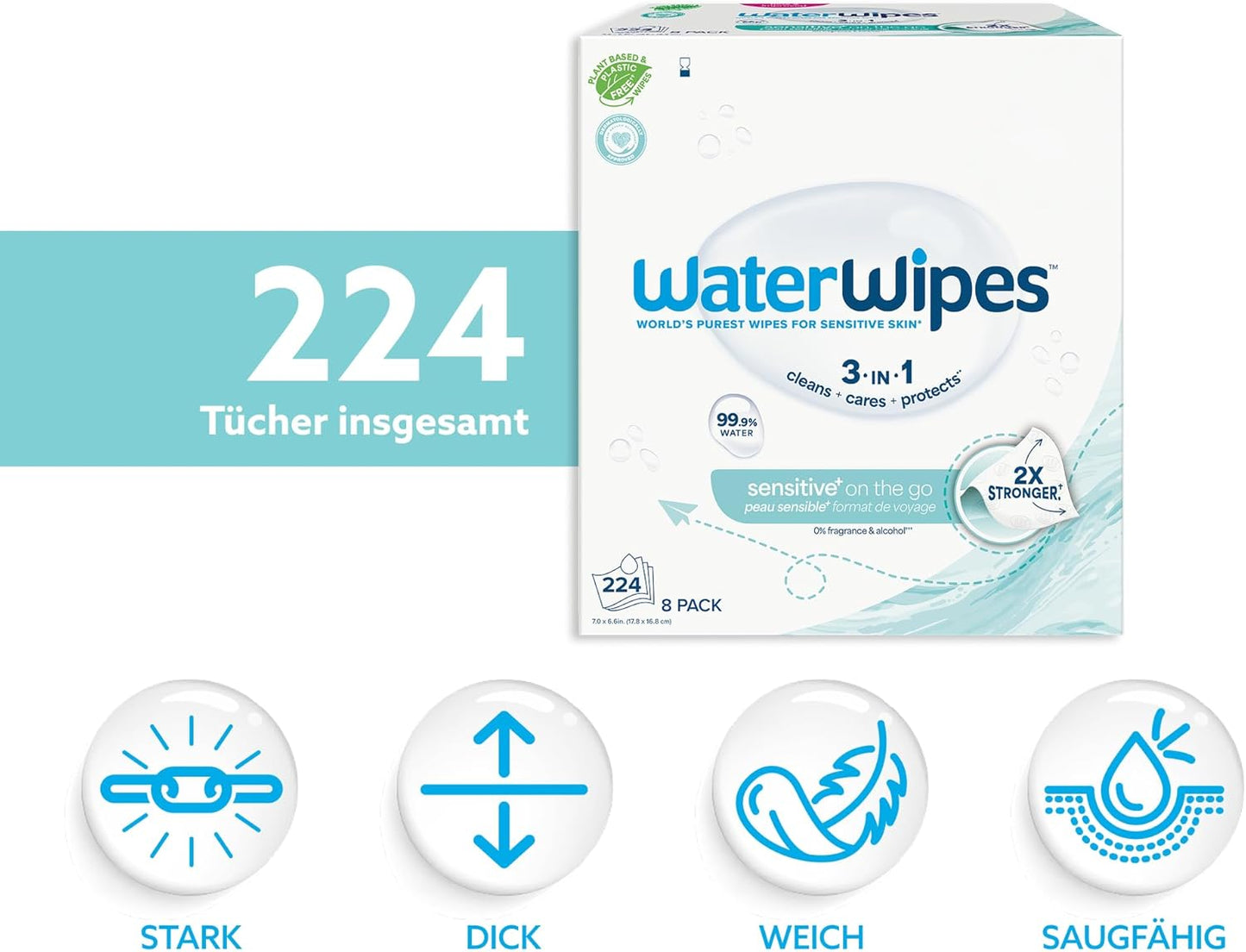 Sensitive+ Feuchttücher 8 Pack, 224 stück (8er Pack)