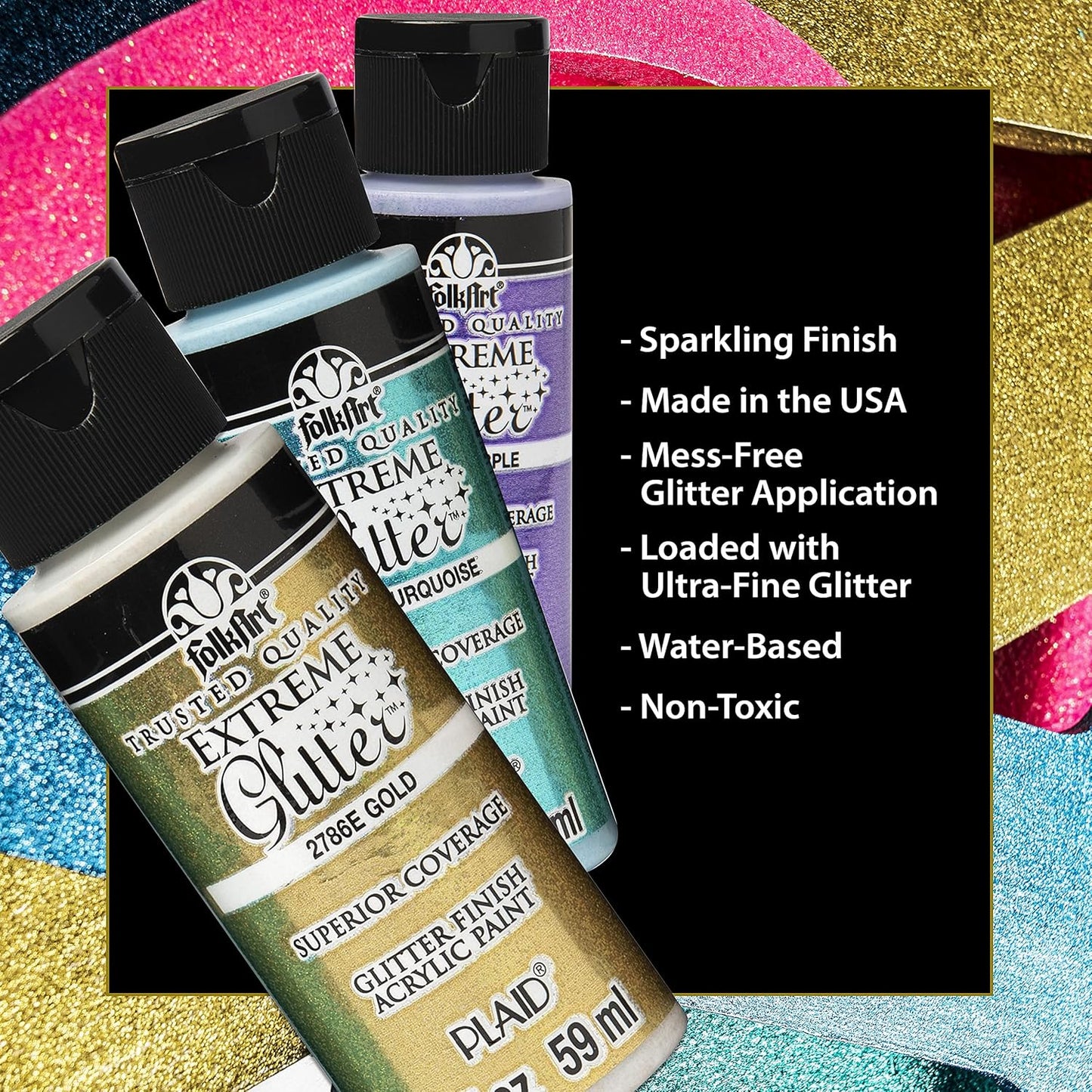 Extreme Glitter Acrylfarben-Set 10 x 59 ml, Extremer Glitzer.