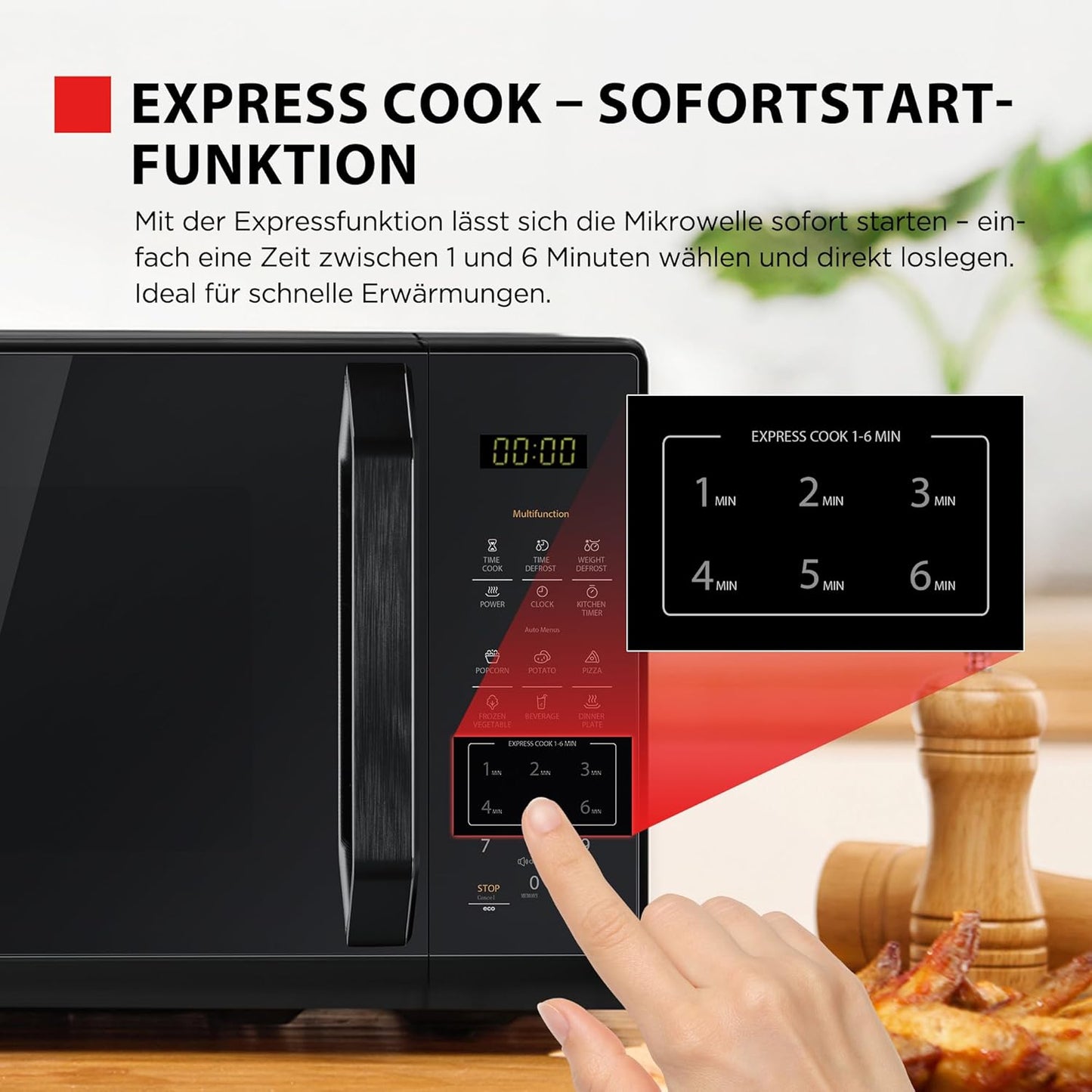 Mikrowelle mit Automatikprogrammen, 20L Solo Digitaler Spiegel