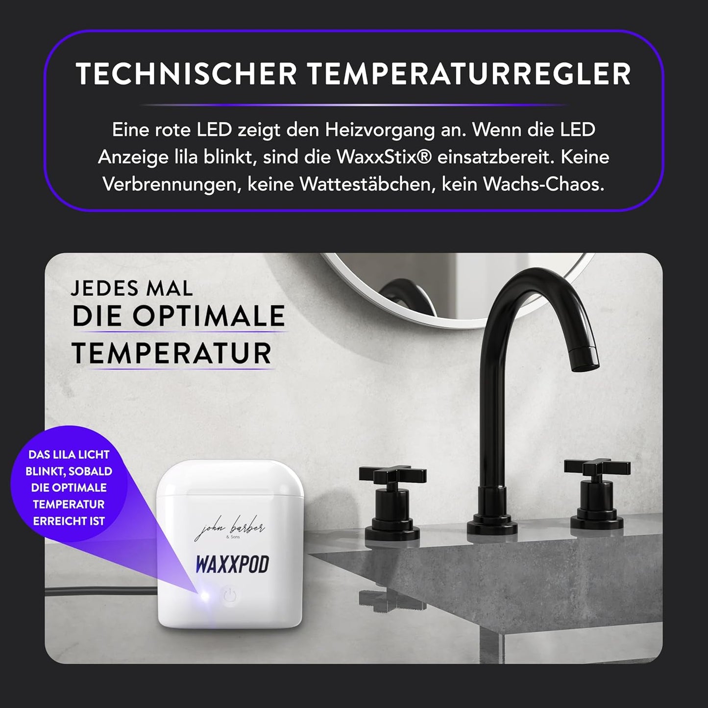 WaxxPod Ohren- & Nasenhaar-Wachs-Set mit USB Mini Wärmer