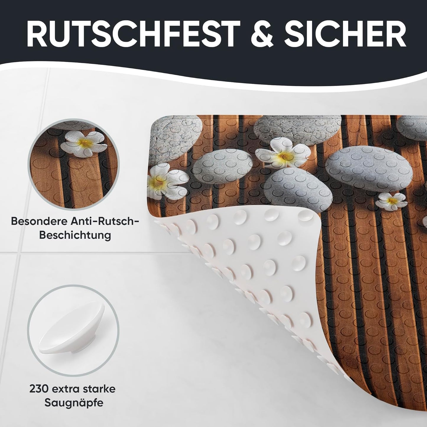 Badematte Zentara 53x53cm rutschfest & schimmelresistent, Zentara