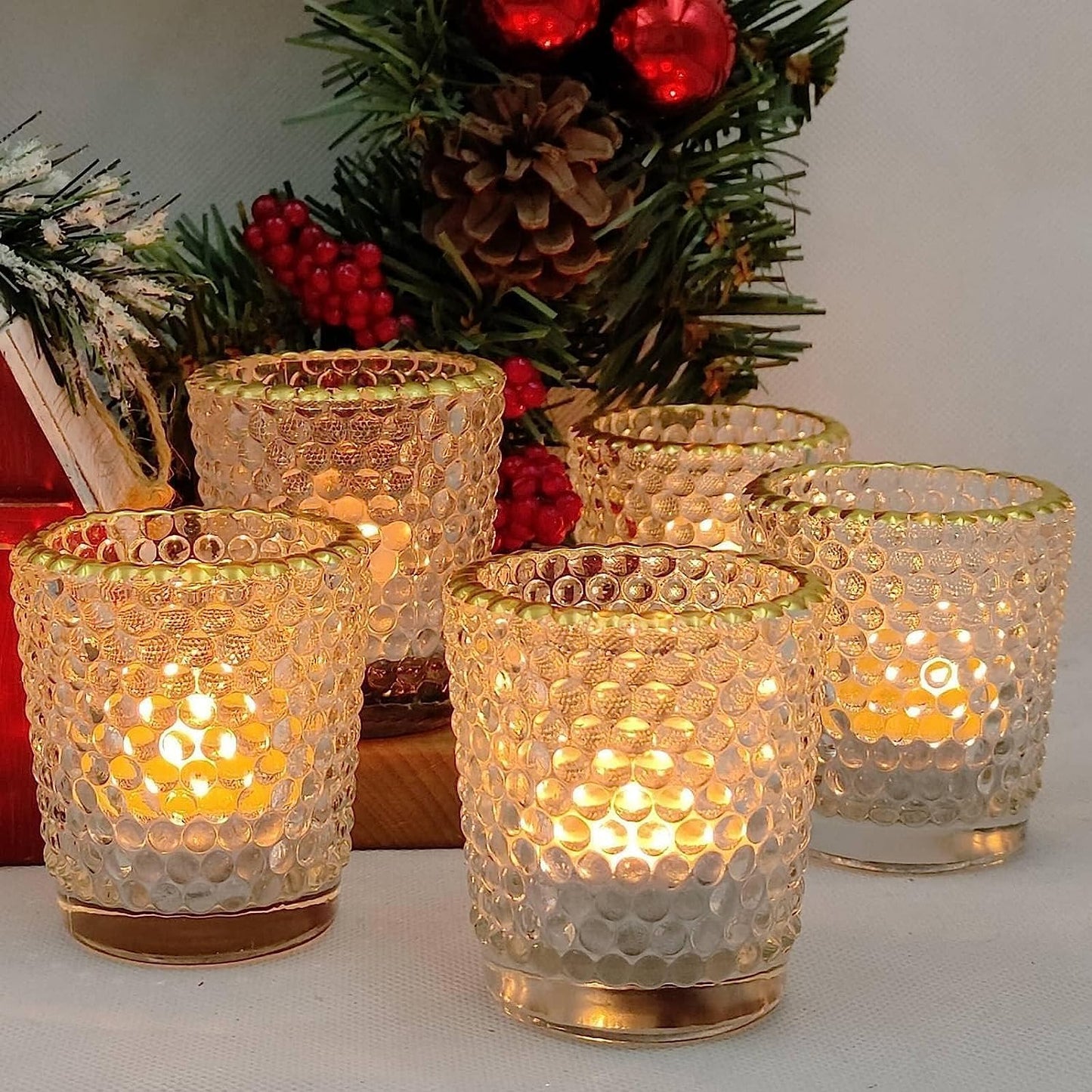 Teelichtgläser-Set mit Goldrand (12 Stück), Transparent 6 x 5.5cm (Pack of 12)