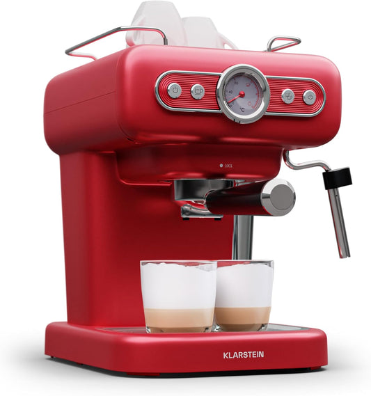 Espressomaschine mit Siebträger und Milchaufschäumer, Rot Espressionata evo