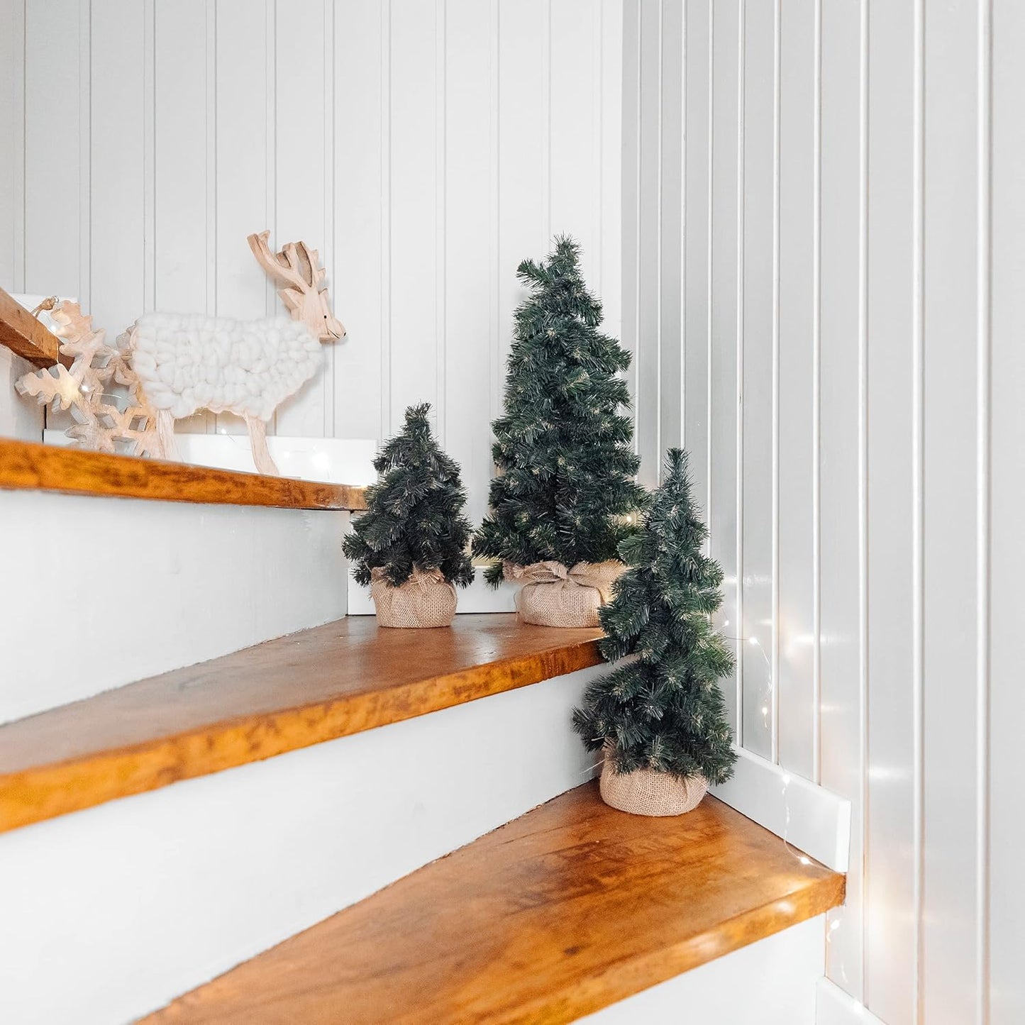 Künstlicher Weihnachtsbaum mit Jutesack, 30 cm Natural