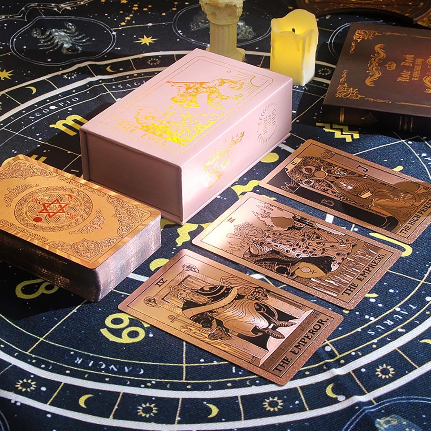 Tarotkarten-Set für Anfänger mit Buch, Pink Rosa