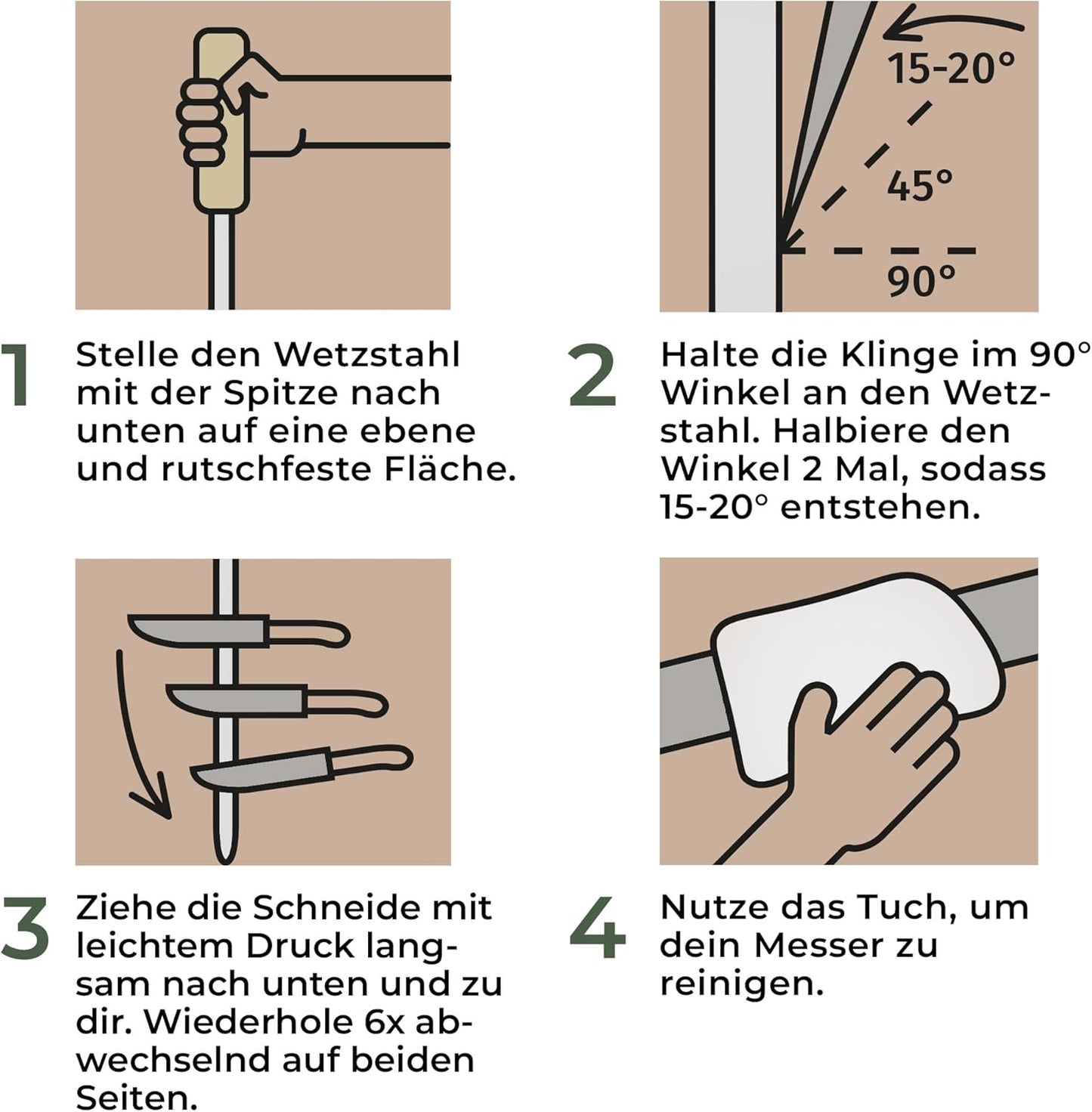 Premium Wetzstahl mit Holzgriff, Wetzstahl Edelstahl