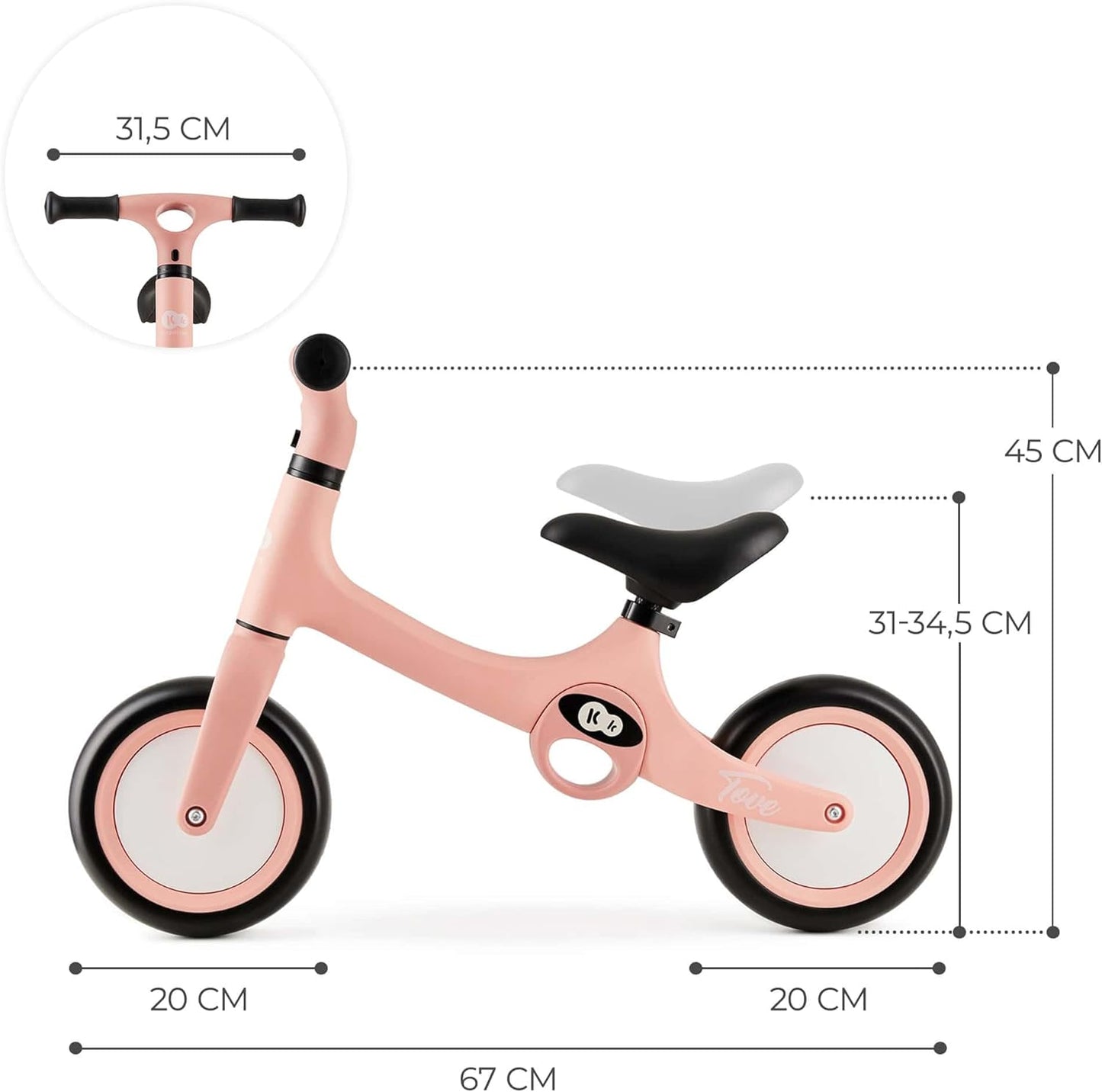 Laufrad Tove mit höhenverstellbarem Sattel, Rosa