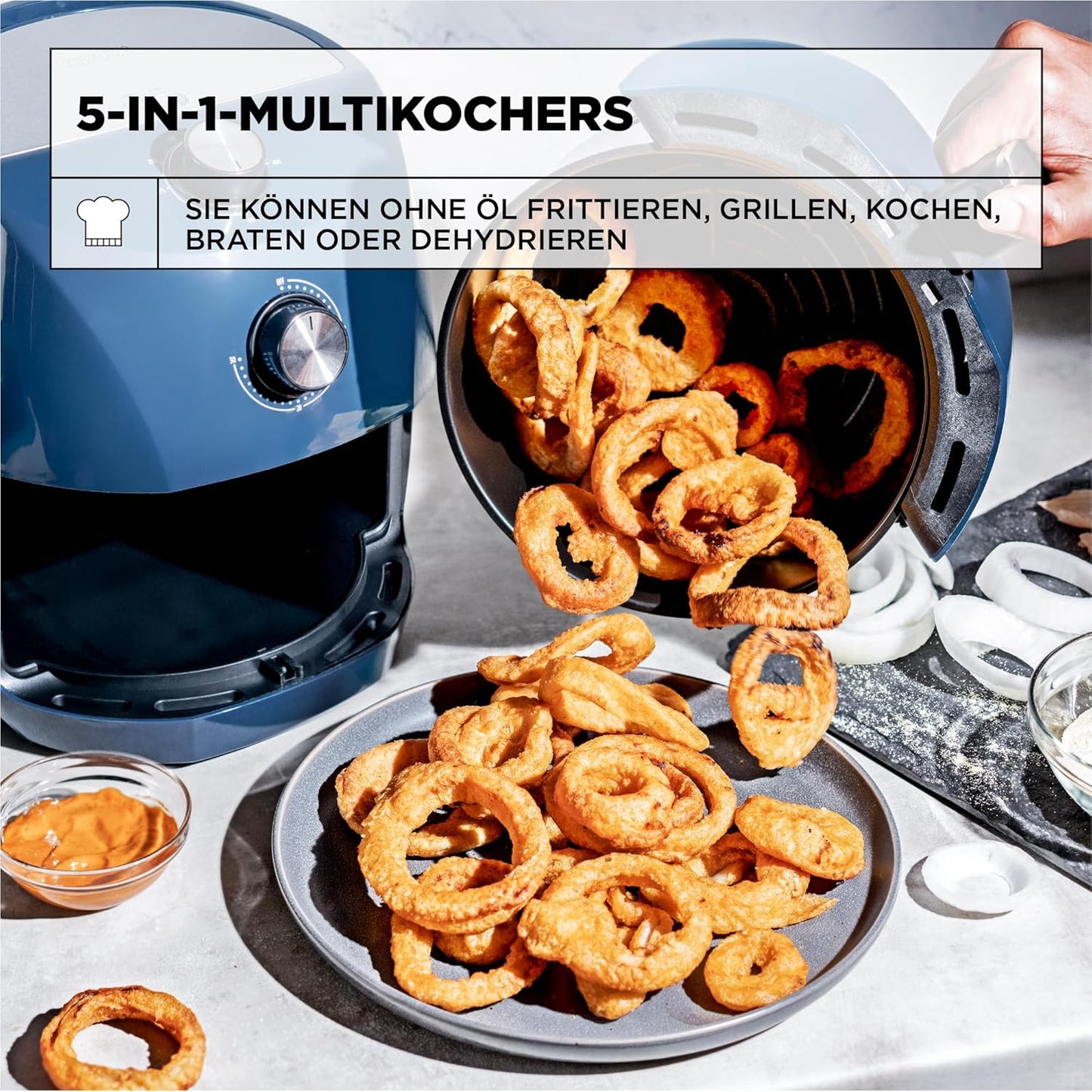 Heissluftfritteuse, Blau 3.5L Manuale