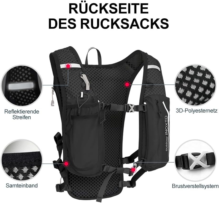 Trinkrucksack, schwarz weiss Standard