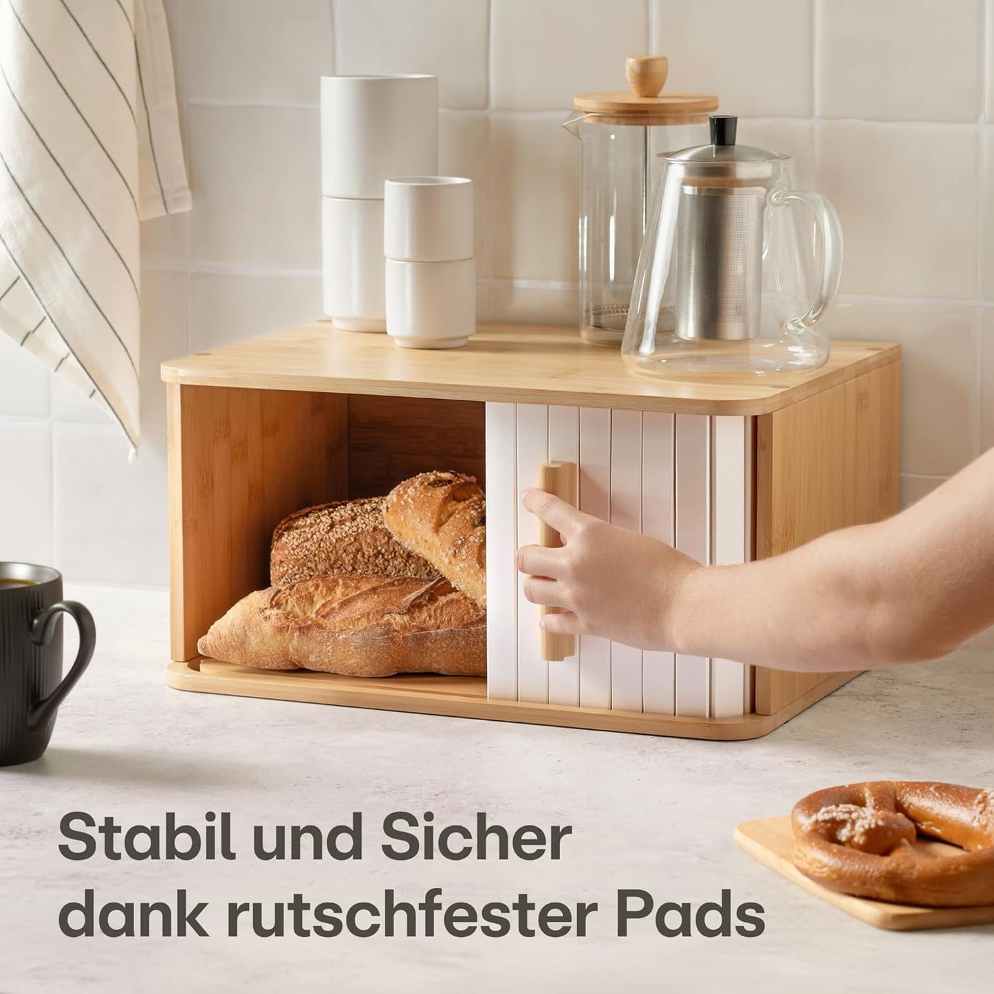 Brotkasten mit Schiebetür, Weiß