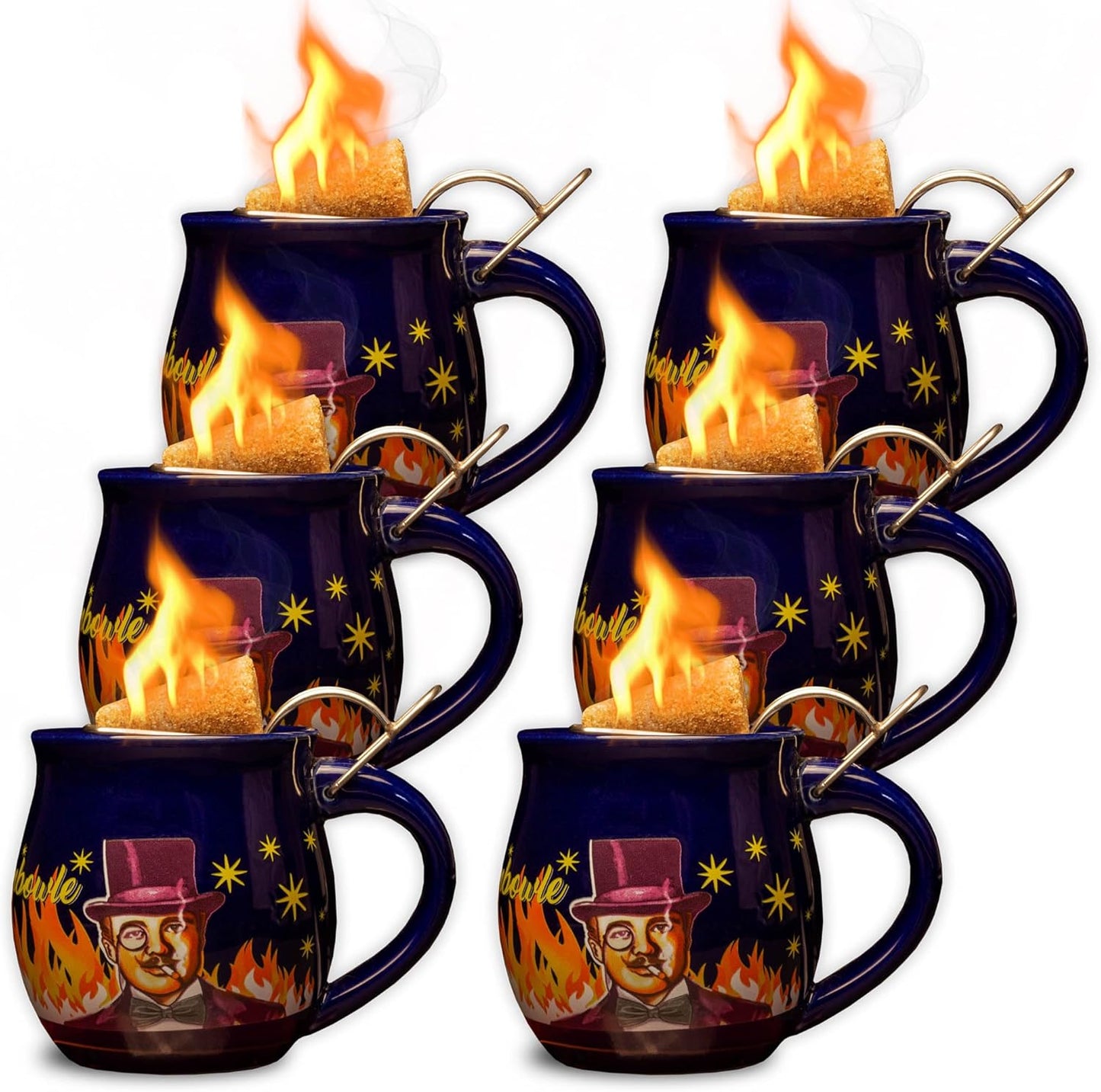 6er-Set Tasse für Feuerzangenbowle, Blau / Rühmann