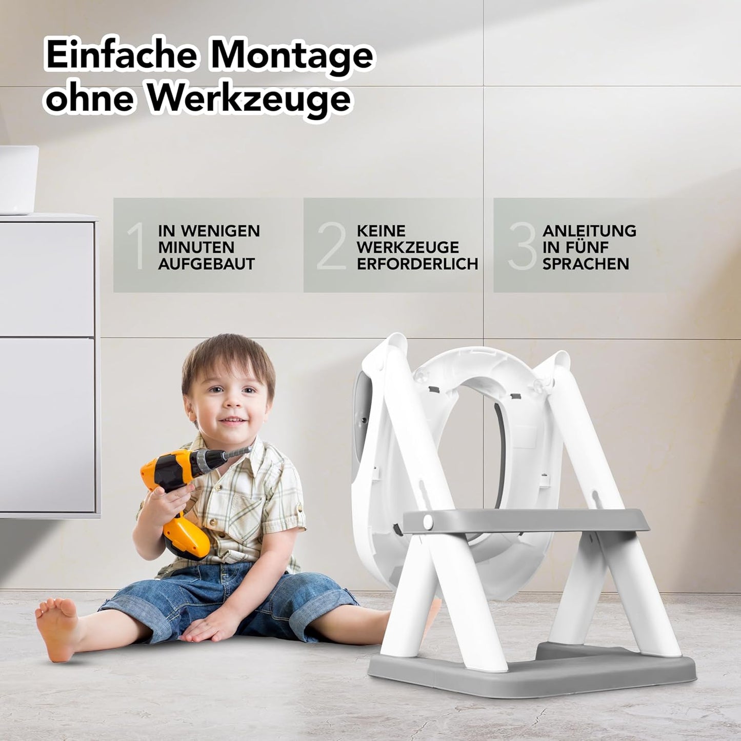 Höhenverstellbarer Kinder-Toilettensitz mit Treppe