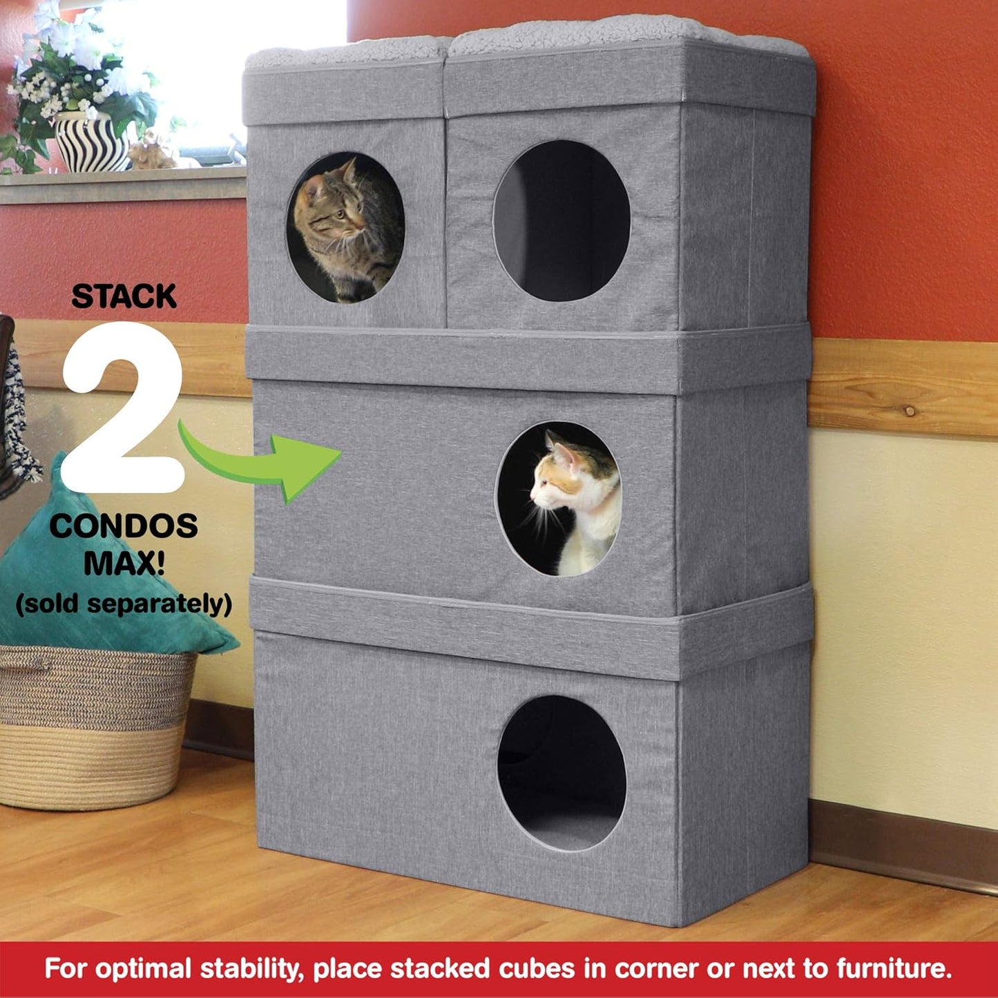 Doppelstöckiges Katzenhaus Cat Condo mit Pop-up Bett, Double Story