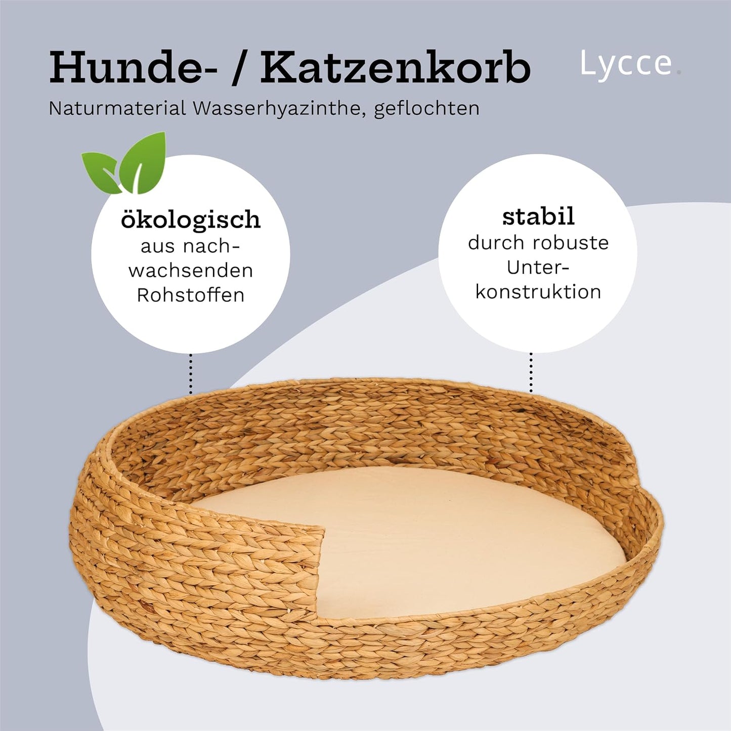 Opal Hunde- & Katzenbett aus Wasserhyazinthe, Grösse 5