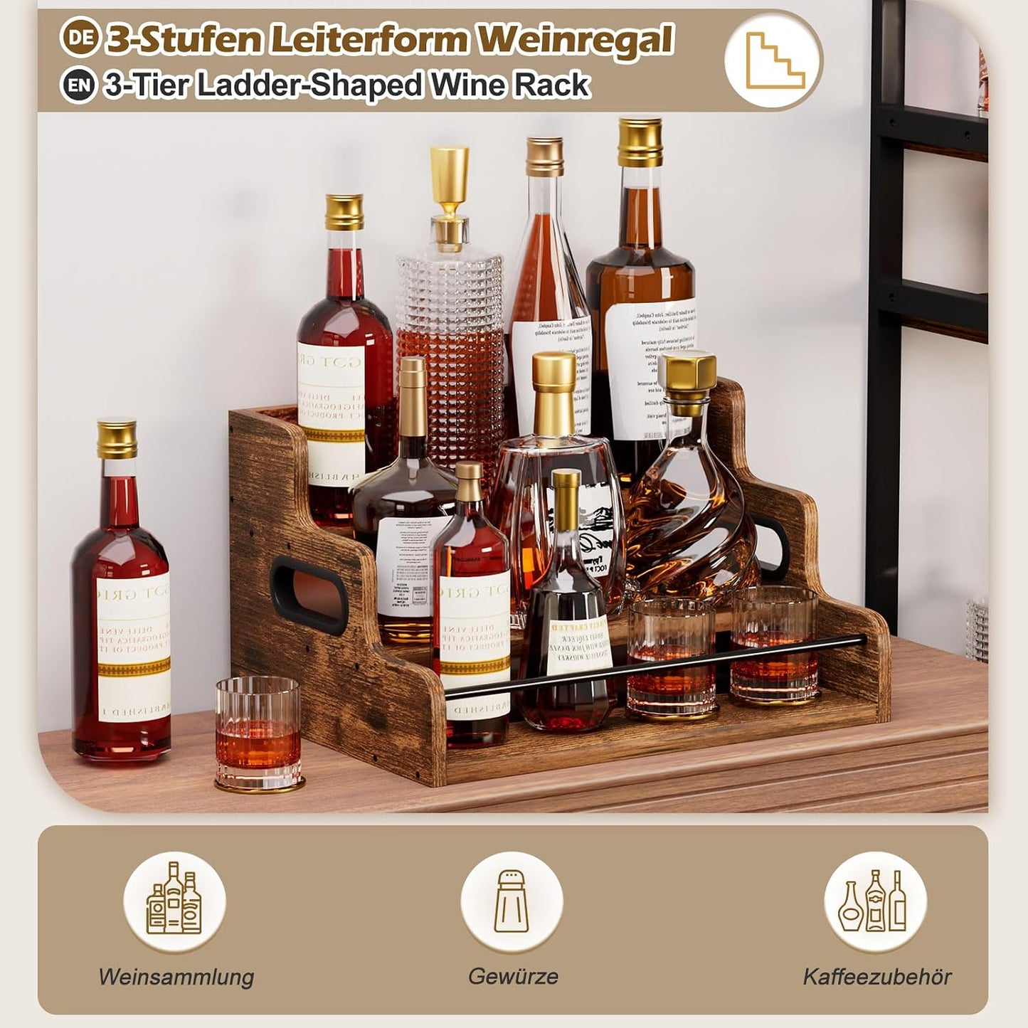 3-stöckiges Weinregal