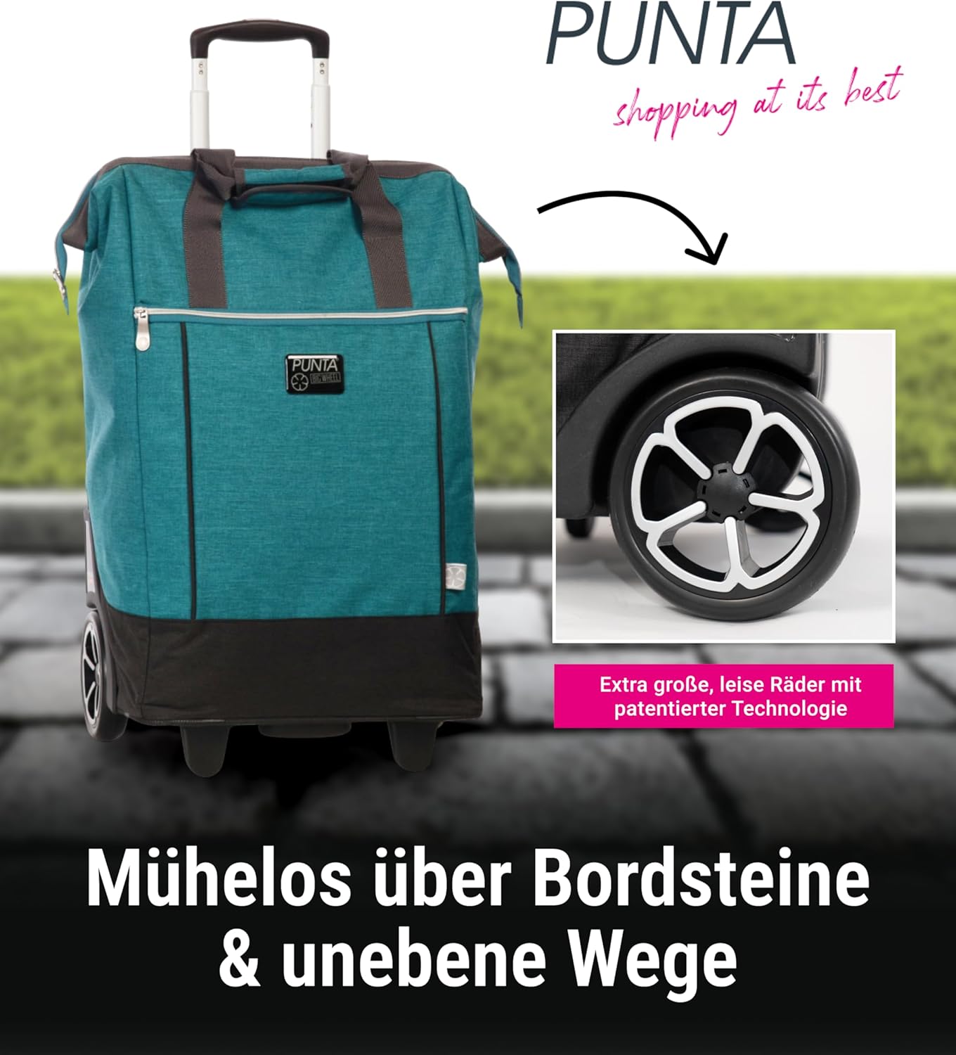 Einkaufstrolley mit XL-Rädern, 40L Petrol