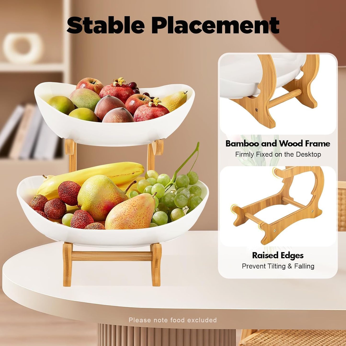 Obst-Etagere mit 2 Ebenen, Weiss-2schale