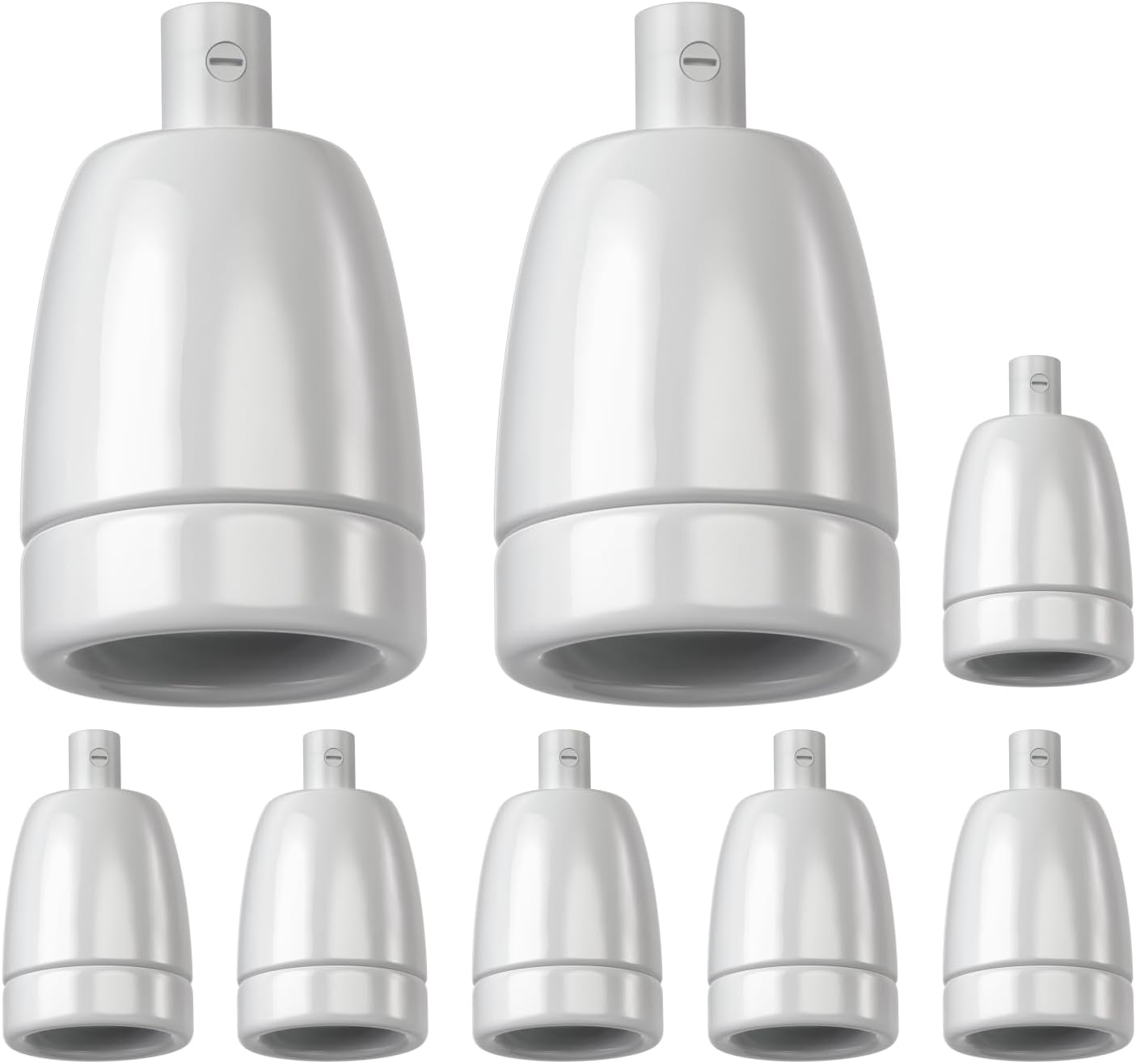 8-teiliges E27 Porzellan-Fassung-Set, 8 Stück (1er Pack) Weiss