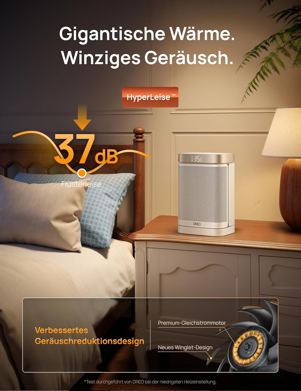 PTC-Heizlüfter mit Thermostat und Timer, Standard Weiss