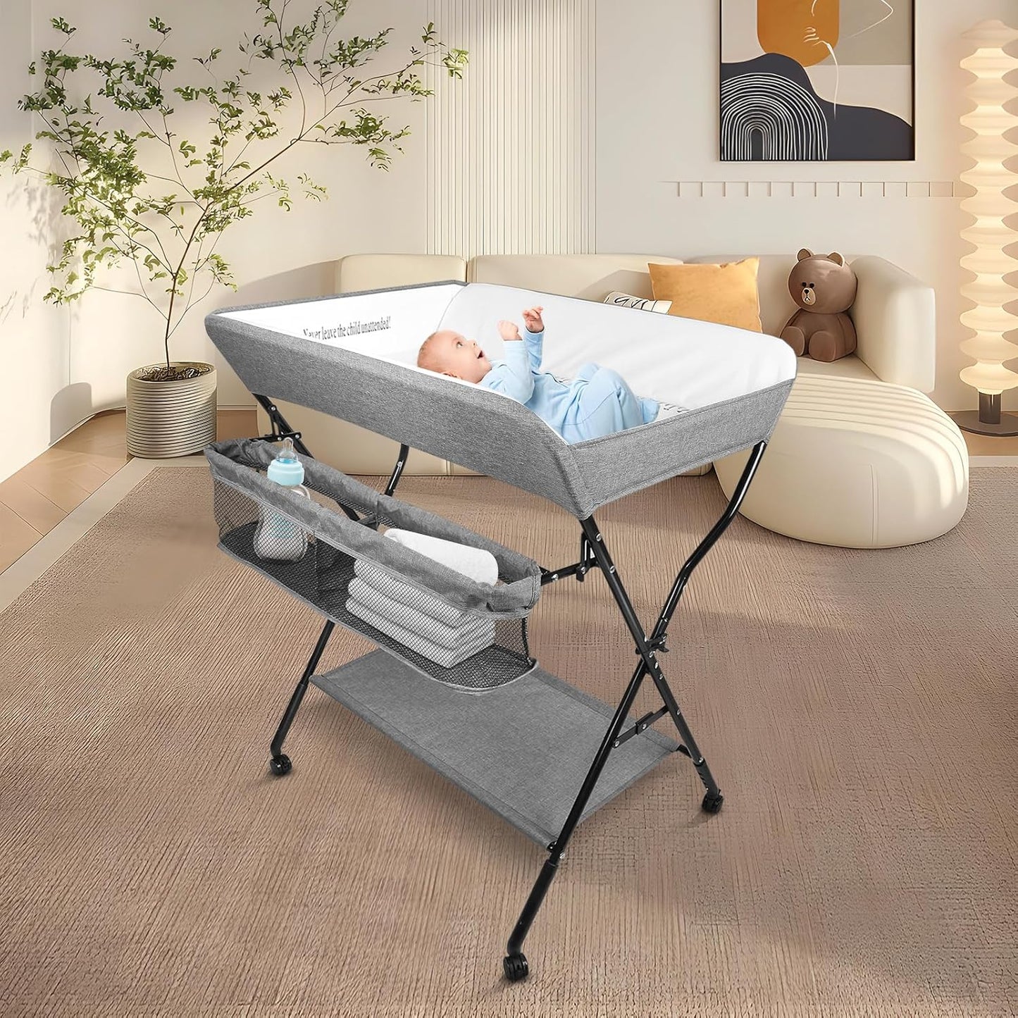 Faltbarer Wickeltisch, 86*62*96 cm-grau